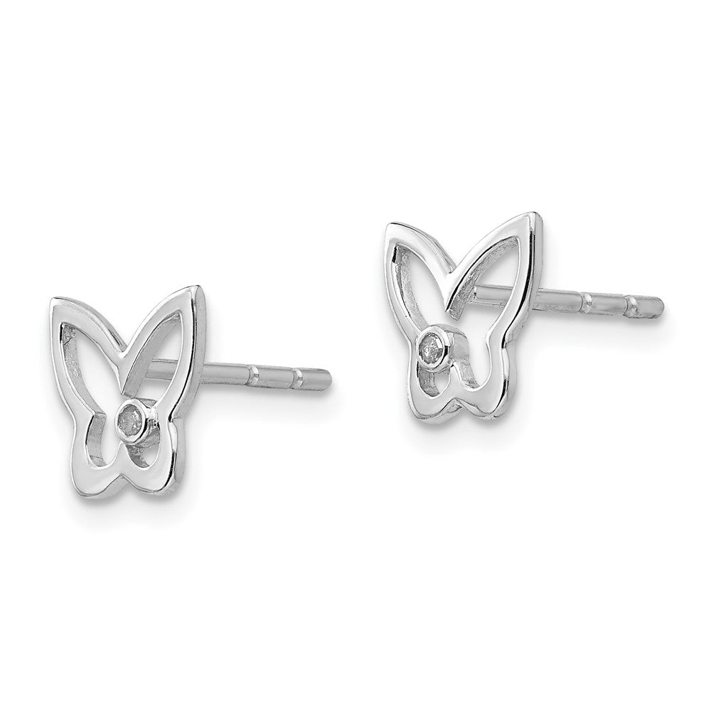 White Ice Schmetterling-Ohrstecker aus rhodiniertem Sterlingsilber mit Diamanten