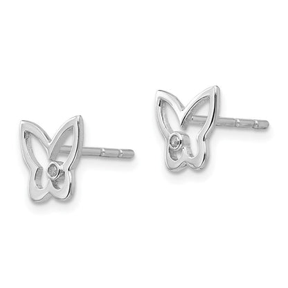White Ice Schmetterling-Ohrstecker aus rhodiniertem Sterlingsilber mit Diamanten