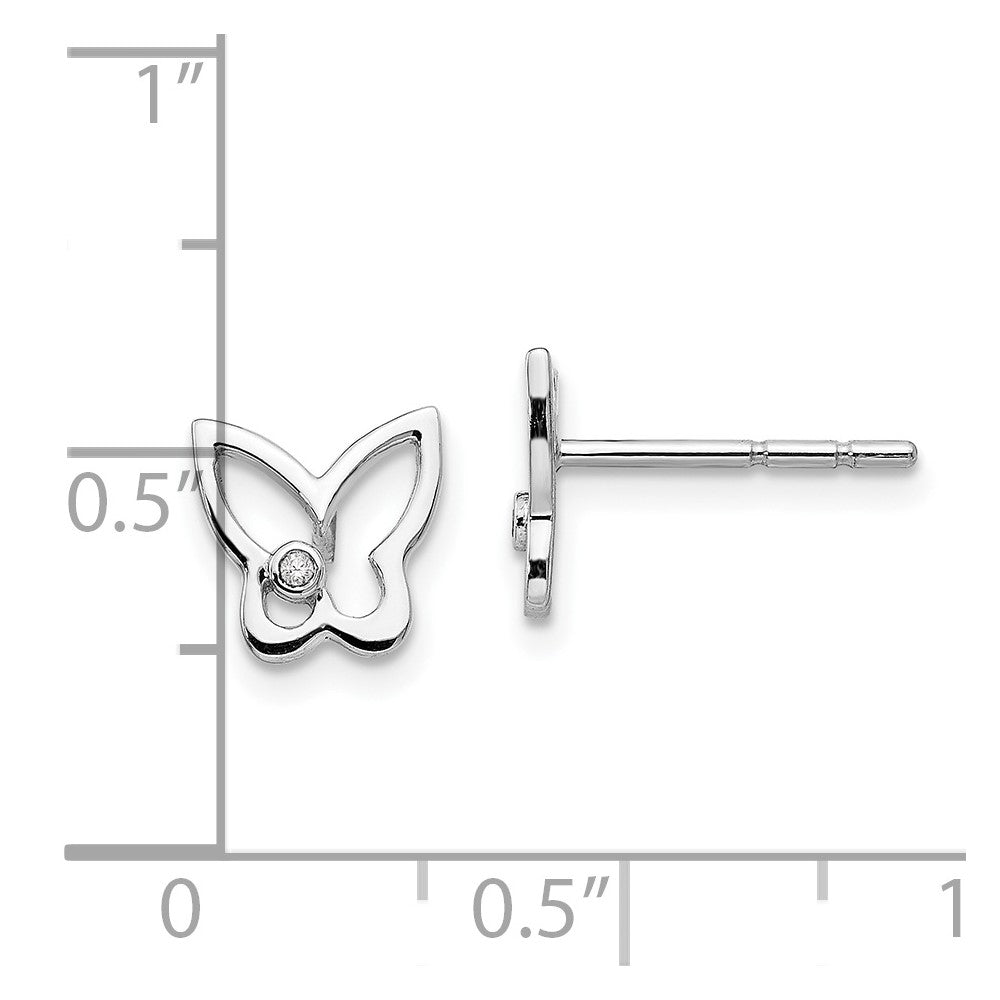 White Ice Schmetterling-Ohrstecker aus rhodiniertem Sterlingsilber mit Diamanten