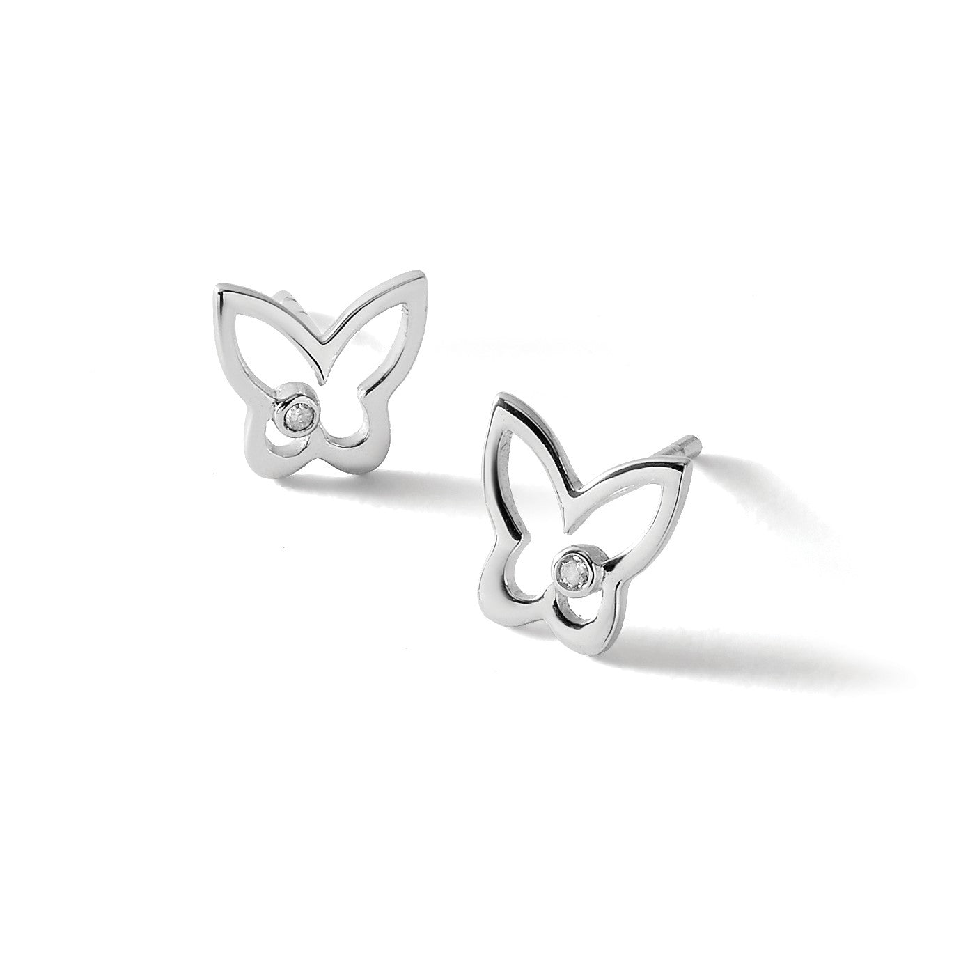White Ice Schmetterling-Ohrstecker aus rhodiniertem Sterlingsilber mit Diamanten