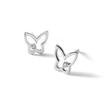 White Ice Schmetterling-Ohrstecker aus rhodiniertem Sterlingsilber mit Diamanten