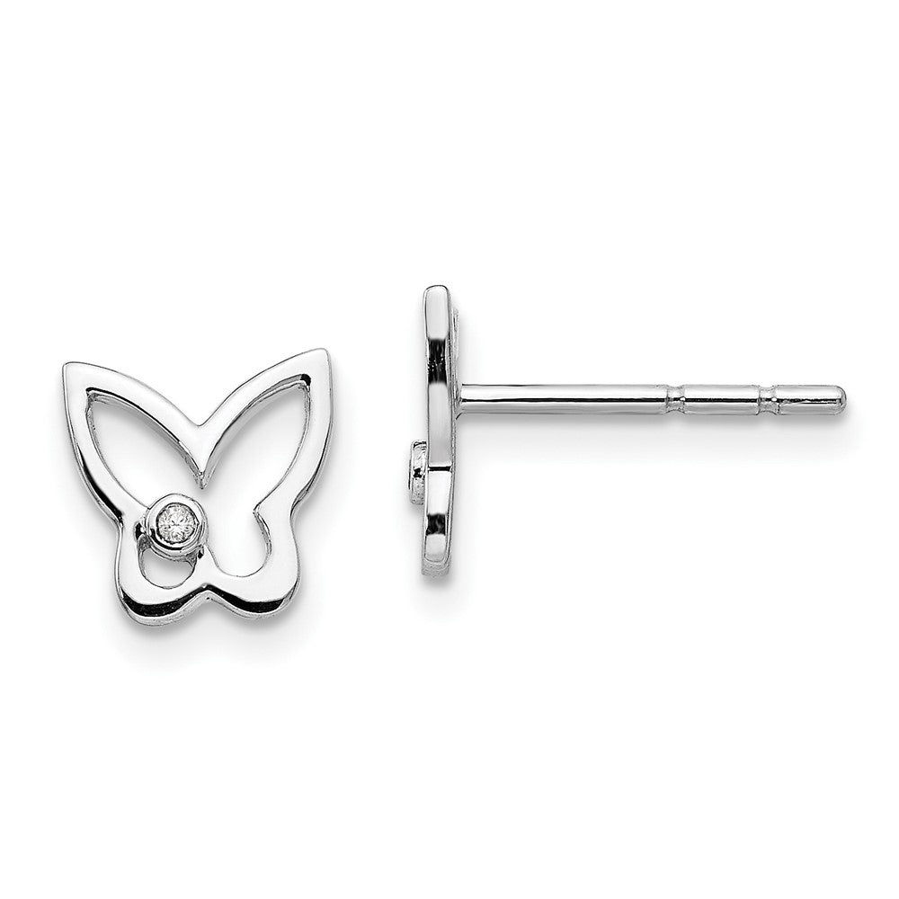 White Ice Schmetterling-Ohrstecker aus rhodiniertem Sterlingsilber mit Diamanten