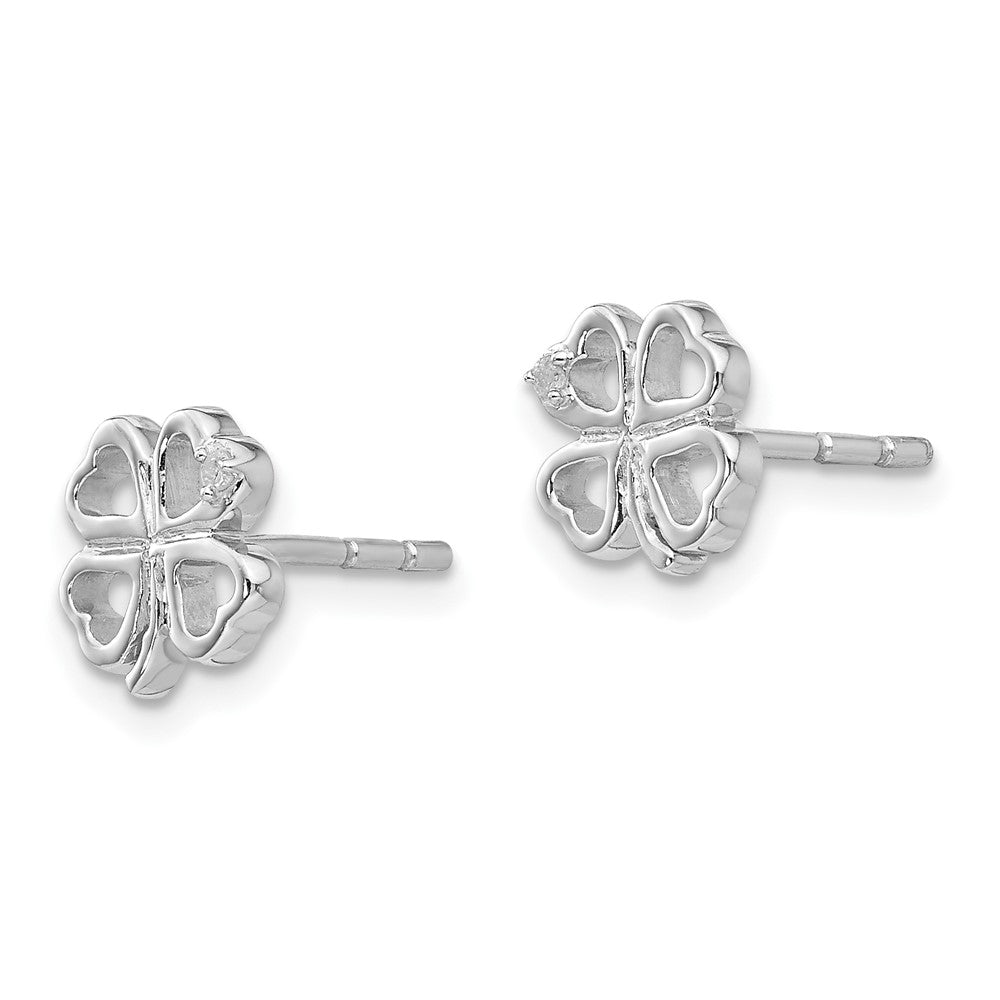 Ohrstecker Sterlingsilber rhodiniert mit Diamant-Kleeblatt "White Ice"