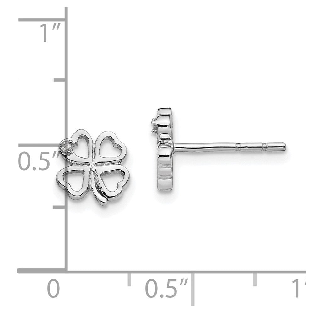 Ohrstecker Sterlingsilber rhodiniert mit Diamant-Kleeblatt "White Ice"