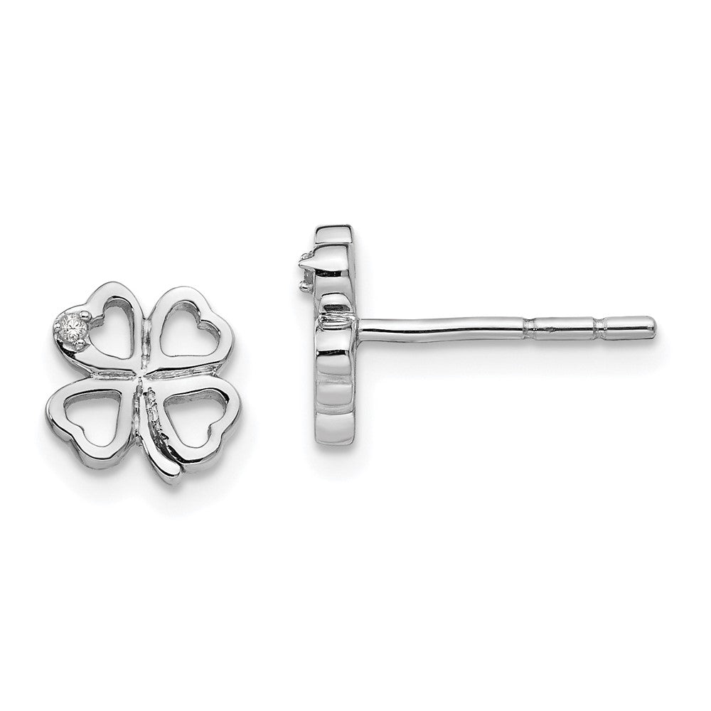 Ohrstecker Sterlingsilber rhodiniert mit Diamant-Kleeblatt "White Ice"