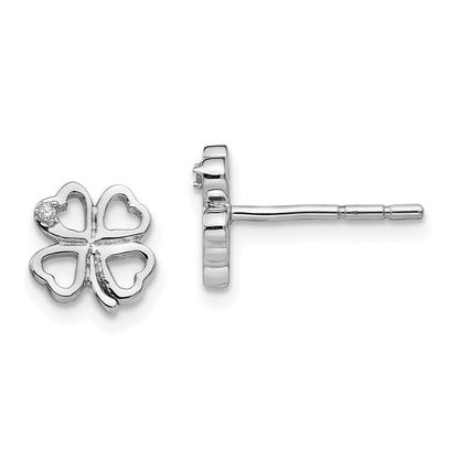 Ohrstecker Sterlingsilber rhodiniert mit Diamant-Kleeblatt "White Ice"