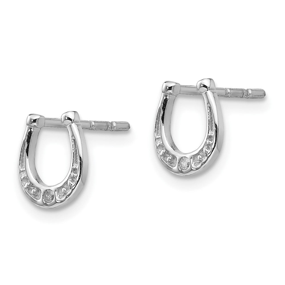White Ice Rhodinierte Diamant-Hufeisen-Ohrstecker aus Sterlingsilber