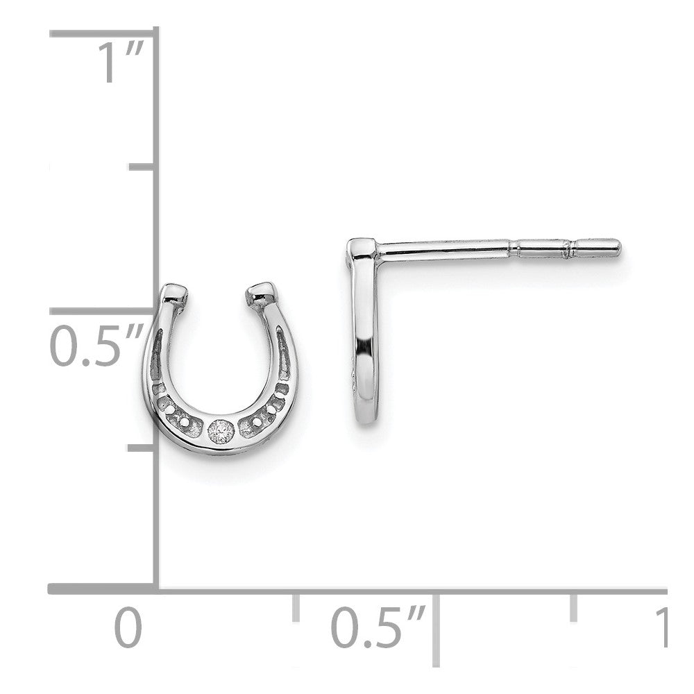 White Ice Rhodinierte Diamant-Hufeisen-Ohrstecker aus Sterlingsilber