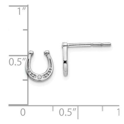 White Ice Rhodinierte Diamant-Hufeisen-Ohrstecker aus Sterlingsilber