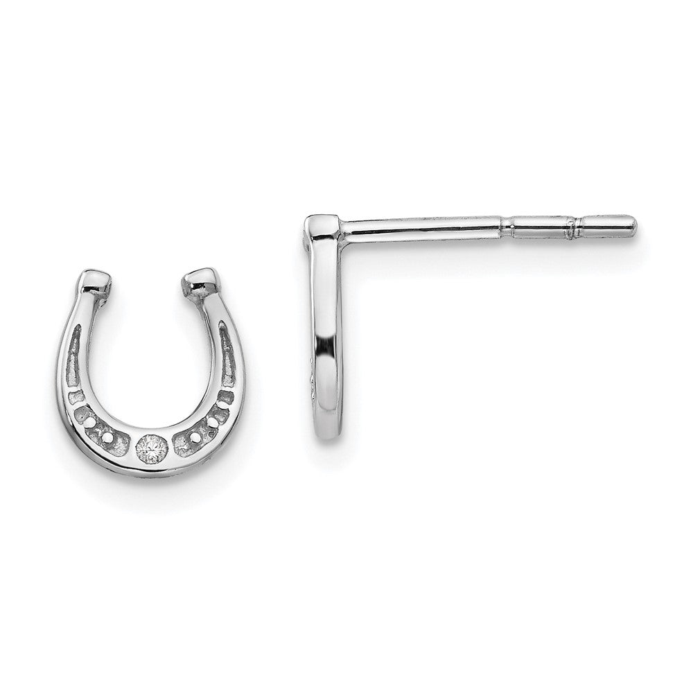 White Ice Rhodinierte Diamant-Hufeisen-Ohrstecker aus Sterlingsilber