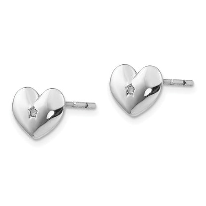 Rhodinierte Ohrstecker „White Ice“ aus Sterlingsilber mit Diamant-Herz