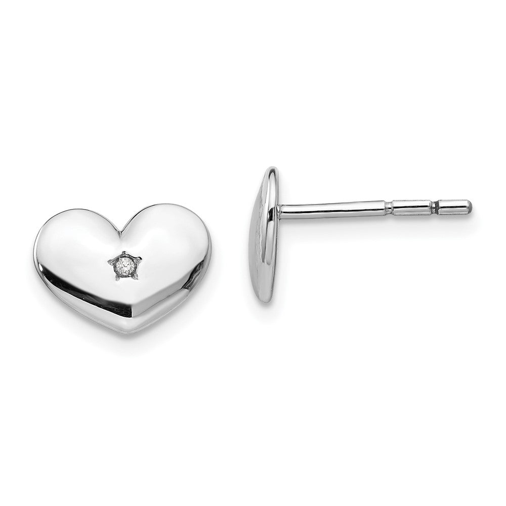 Rhodinierte Ohrstecker „White Ice“ aus Sterlingsilber mit Diamant-Herz
