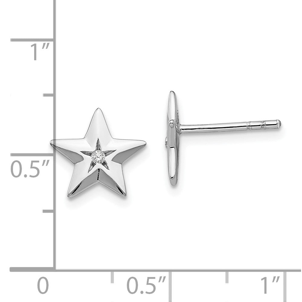 White Ice Sterlingsilber rhodinierte Diamant-Stern-Ohrstecker