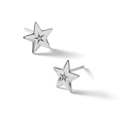 White Ice Sterlingsilber rhodinierte Diamant-Stern-Ohrstecker