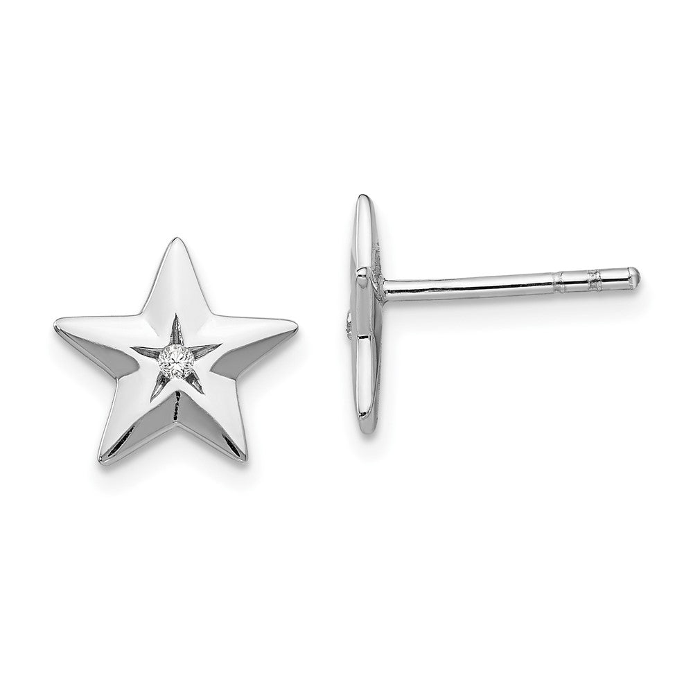 White Ice Sterlingsilber rhodinierte Diamant-Stern-Ohrstecker