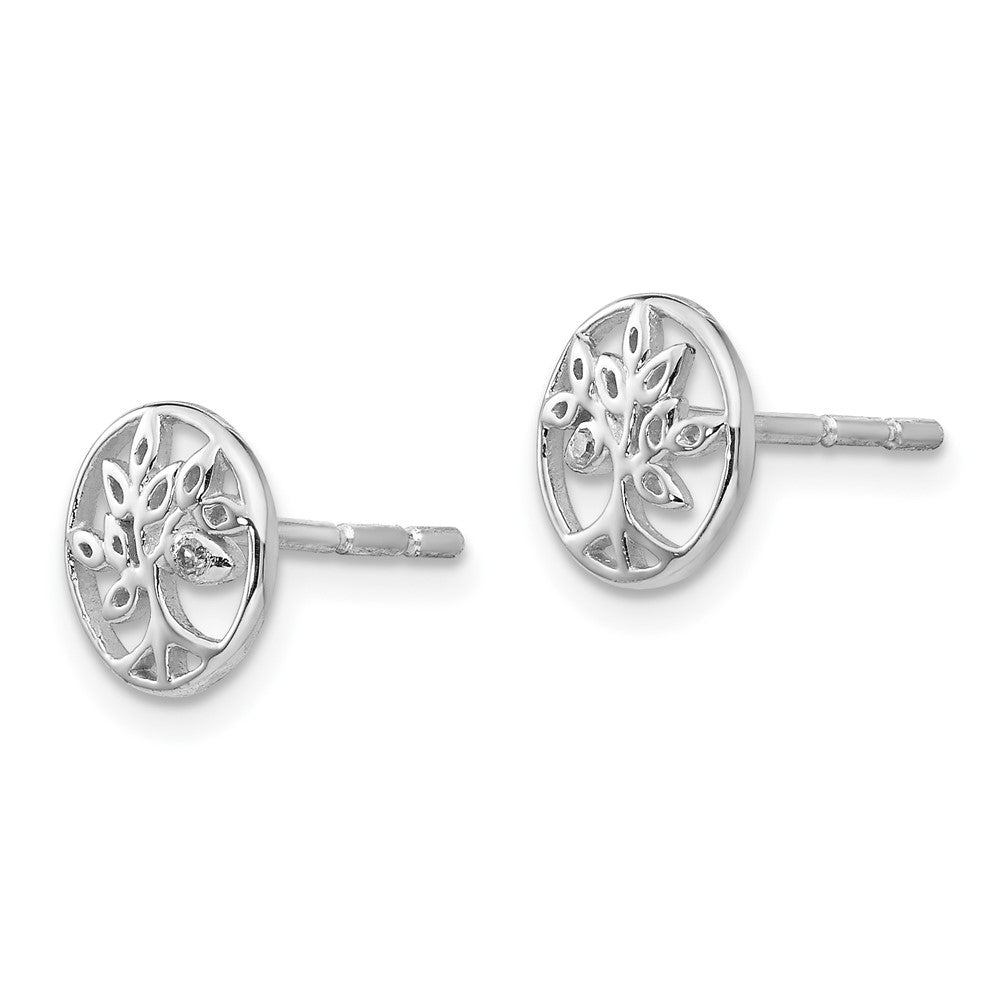 White Ice Ohrstecker aus rhodiniertem Sterlingsilber mit Diamant-Baum-Motiv