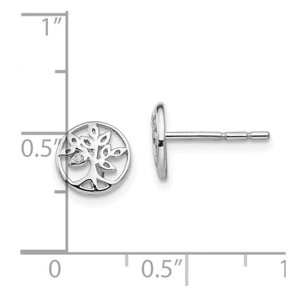 White Ice Ohrstecker aus rhodiniertem Sterlingsilber mit Diamant-Baum-Motiv