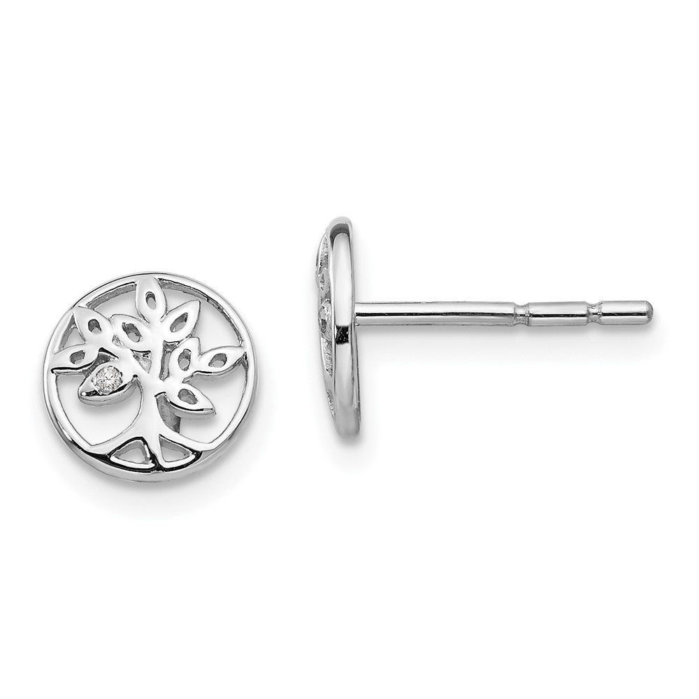 White Ice Ohrstecker aus rhodiniertem Sterlingsilber mit Diamant-Baum-Motiv
