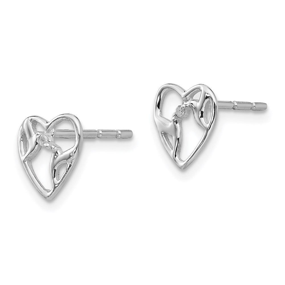 Ohrstecker Vogel und Herz aus Sterlingsilber mit Diamant