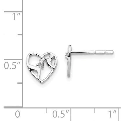 Ohrstecker Vogel und Herz aus Sterlingsilber mit Diamant