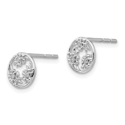 Weiße Ice Sterlingsilber Diamant-Blumen-Ohrstecker, rhodiniert