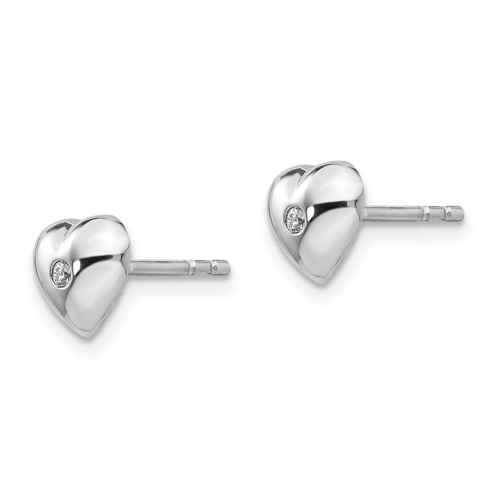 White Ice rhodinierte Sterlingsilber Diamant-Herz-Ohrstecker