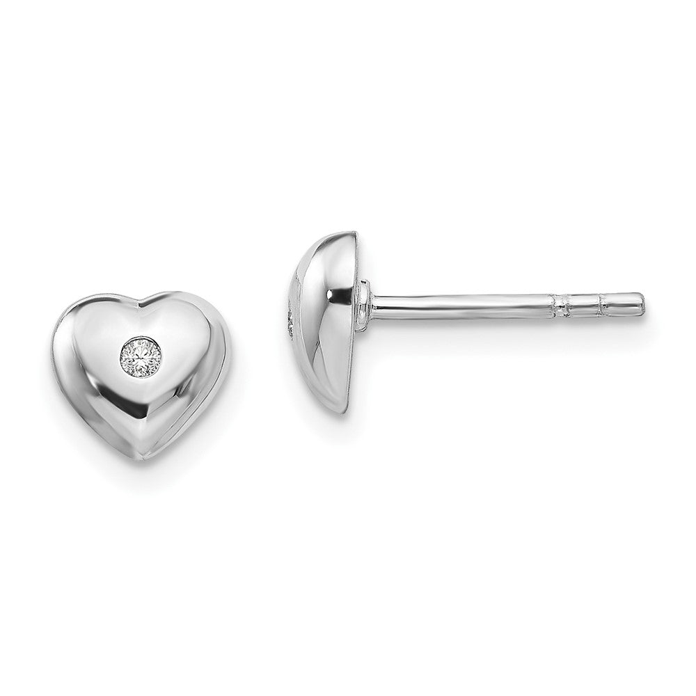 White Ice rhodinierte Sterlingsilber Diamant-Herz-Ohrstecker