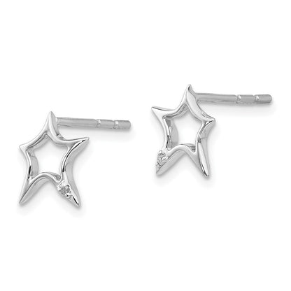 White Ice rhodinierte Sterlingsilber Diamant-Sterne-Ohrstecker