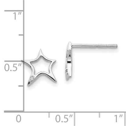 White Ice rhodinierte Sterlingsilber Diamant-Sterne-Ohrstecker