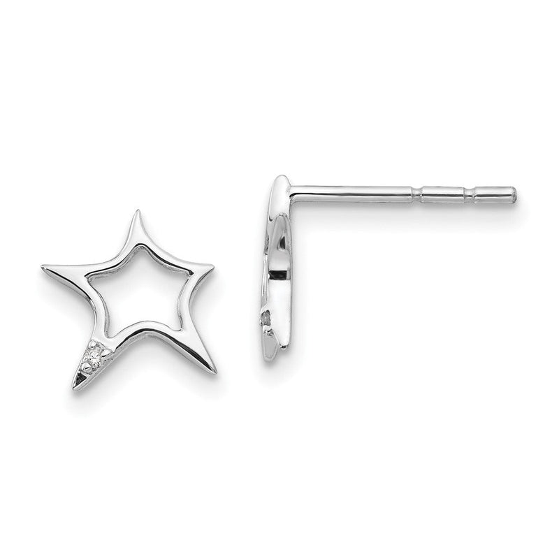 White Ice rhodinierte Sterlingsilber Diamant-Sterne-Ohrstecker