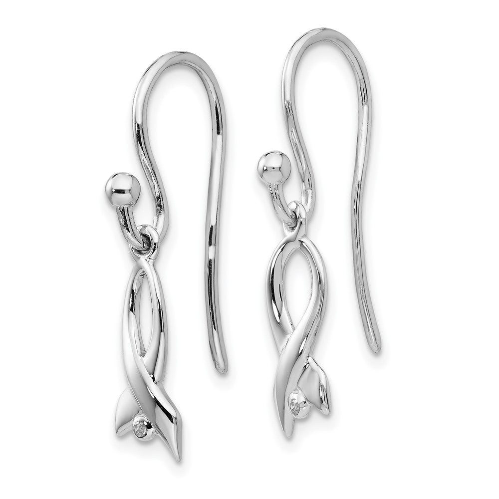 Sterlingsilber Weiß Eis Rhodiniert Diamant Bewusstsein Schleife Ohrhänger