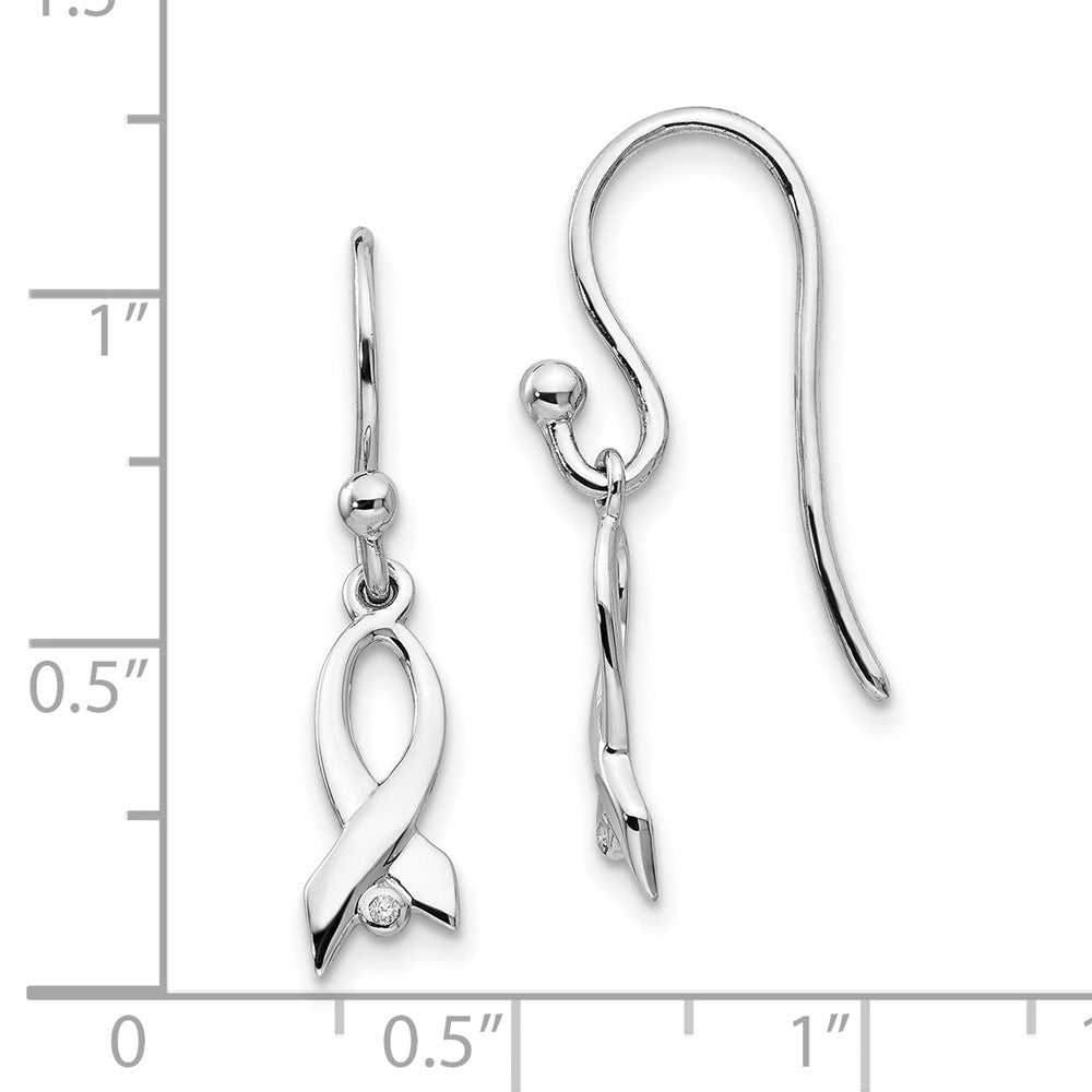 Sterlingsilber Weiß Eis Rhodiniert Diamant Bewusstsein Schleife Ohrhänger
