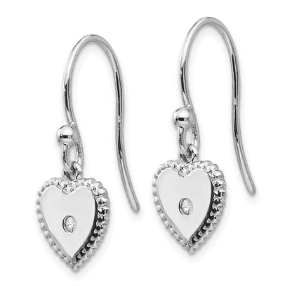 White Ice Herz-Ohrhänger mit Diamanten aus rhodiniertem Sterlingsilber, Ohrhaken