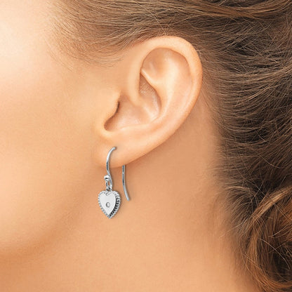 White Ice Herz-Ohrhänger mit Diamanten aus rhodiniertem Sterlingsilber, Ohrhaken