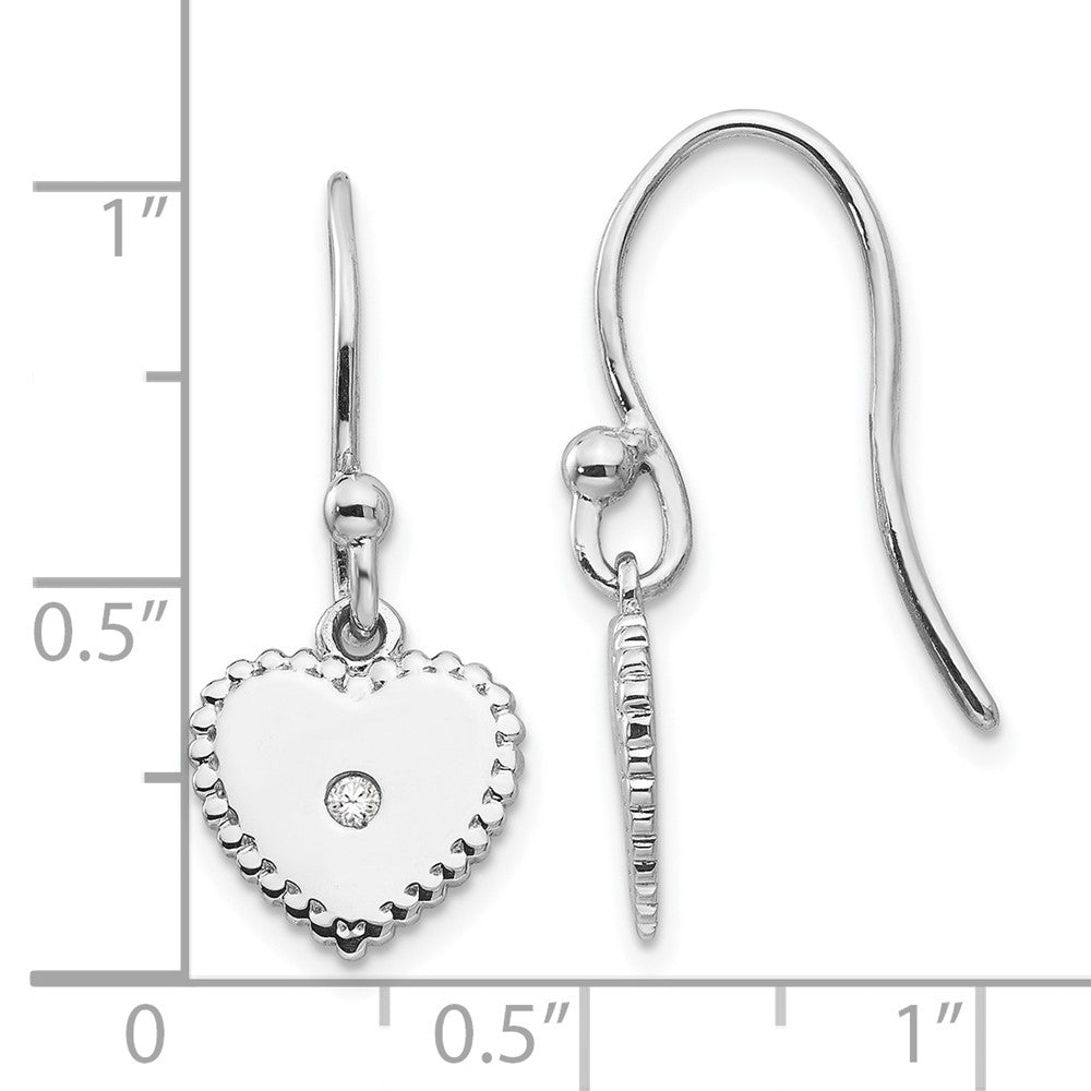 White Ice Herz-Ohrhänger mit Diamanten aus rhodiniertem Sterlingsilber, Ohrhaken