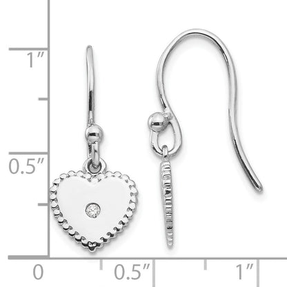 White Ice Herz-Ohrhänger mit Diamanten aus rhodiniertem Sterlingsilber, Ohrhaken