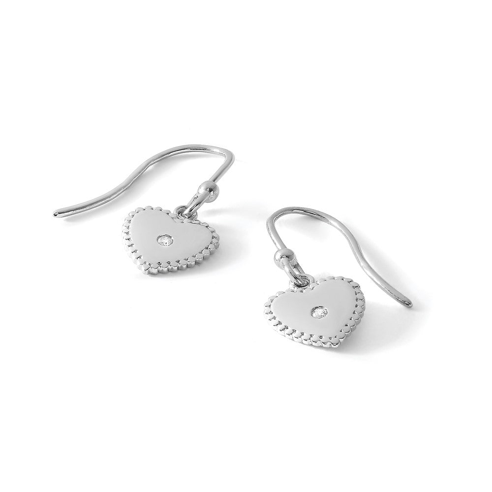White Ice Herz-Ohrhänger mit Diamanten aus rhodiniertem Sterlingsilber, Ohrhaken