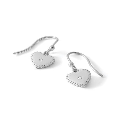 White Ice Herz-Ohrhänger mit Diamanten aus rhodiniertem Sterlingsilber, Ohrhaken