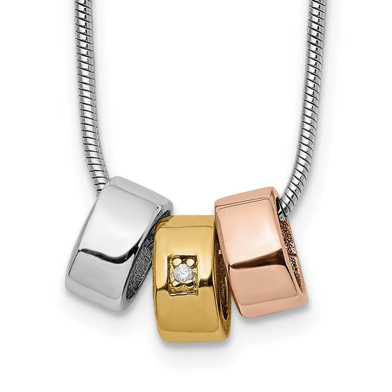 Sterlingsilber Weiß Eis Rhodiniert Rose und Goldfarben 18 Zoll Diamant Halskette mit 2 Verlängerung