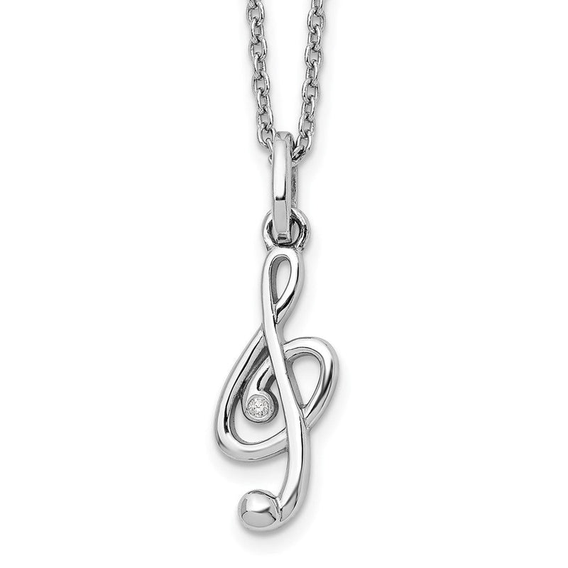 Sterlingsilber Weiß Eis Rhodiniert 18 Zoll Diamant Musical Halskette mit 2 Verlängerung
