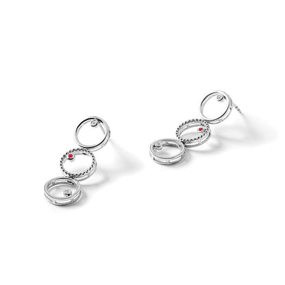 Sterlingsilber Weiß Eis Rhodiniert Diamant und Rubin Stecker Ohrhänger