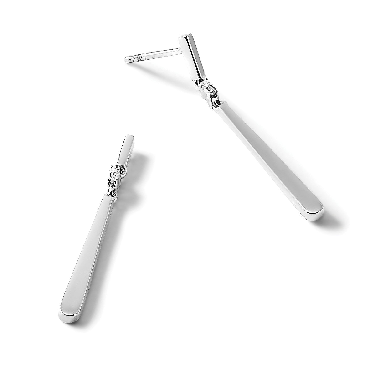 Sterlingsilber Weiß Eis Rhodiniert Diamant Stecker Ohrhänger