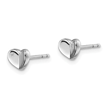 Sterlingsilber Weiß Eis Rhodiniert Diamant Herz Ohrstecker