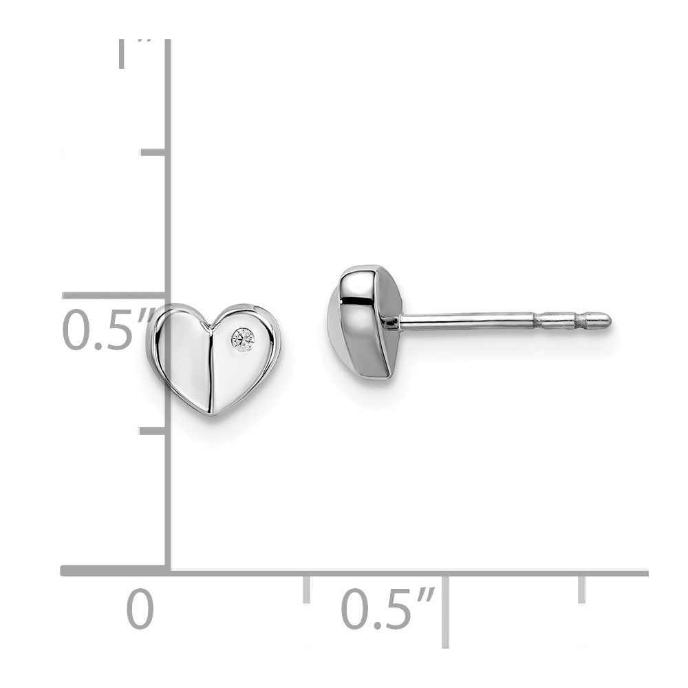 Sterlingsilber Weiß Eis Rhodiniert Diamant Herz Ohrstecker