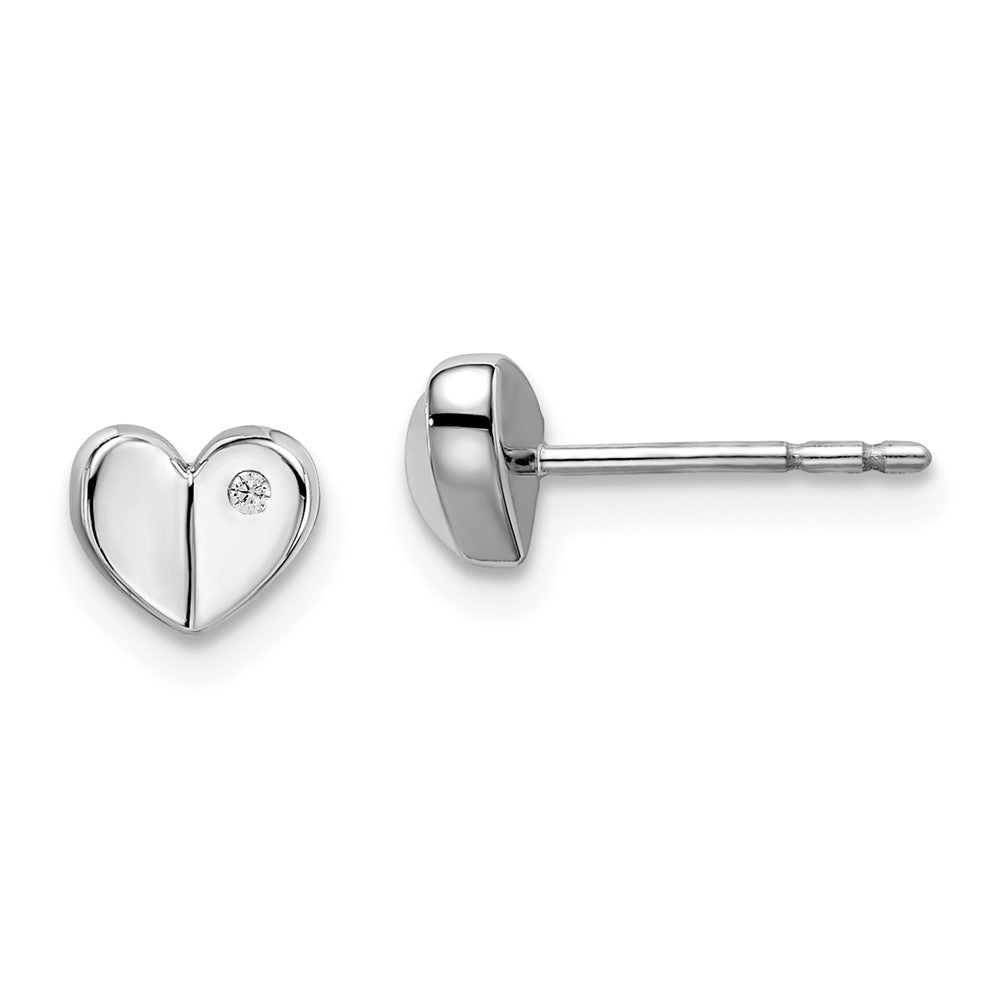 Sterlingsilber Weiß Eis Rhodiniert Diamant Herz Ohrstecker