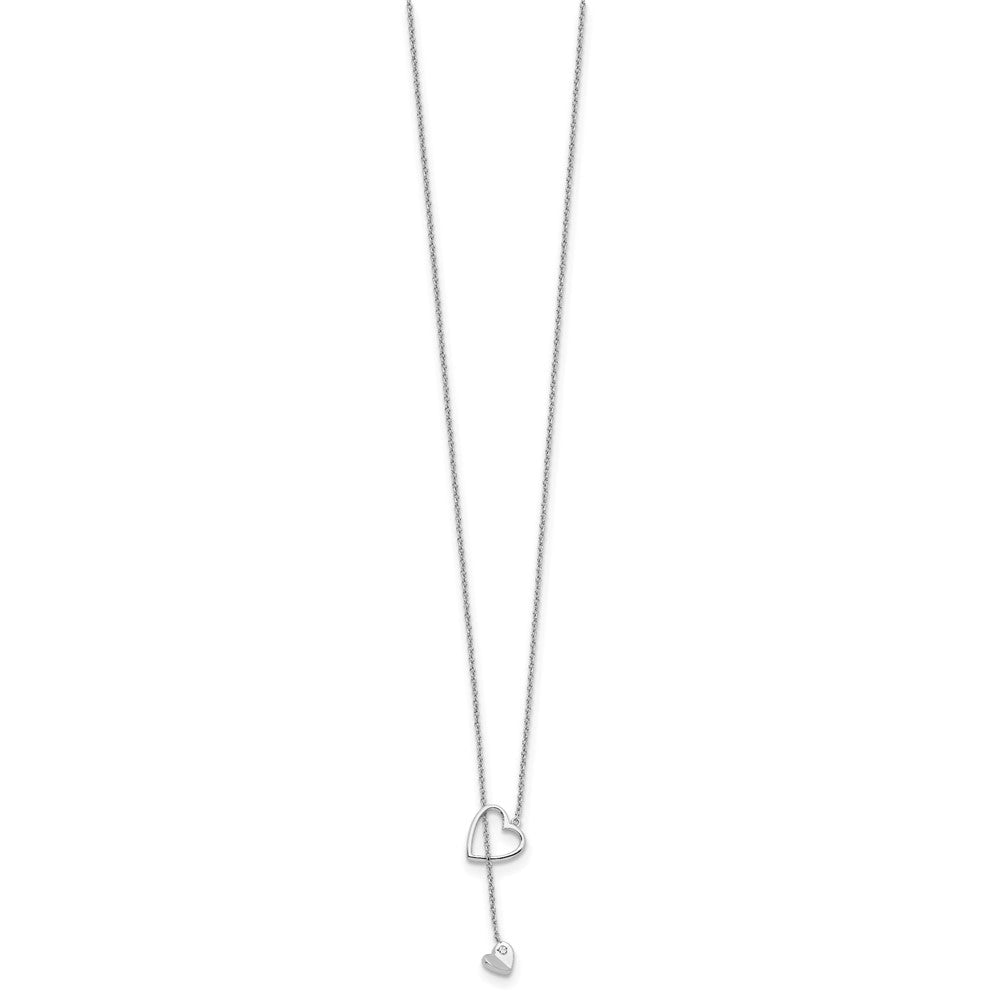 Sterlingsilber Weiß Eis Rhodiniert 18 Zoll Diamant Herz Halskette