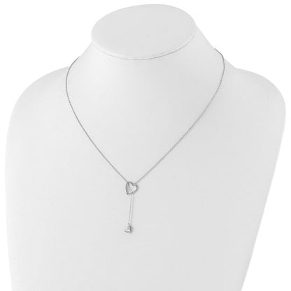 Sterlingsilber Weiß Eis Rhodiniert 18 Zoll Diamant Herz Halskette