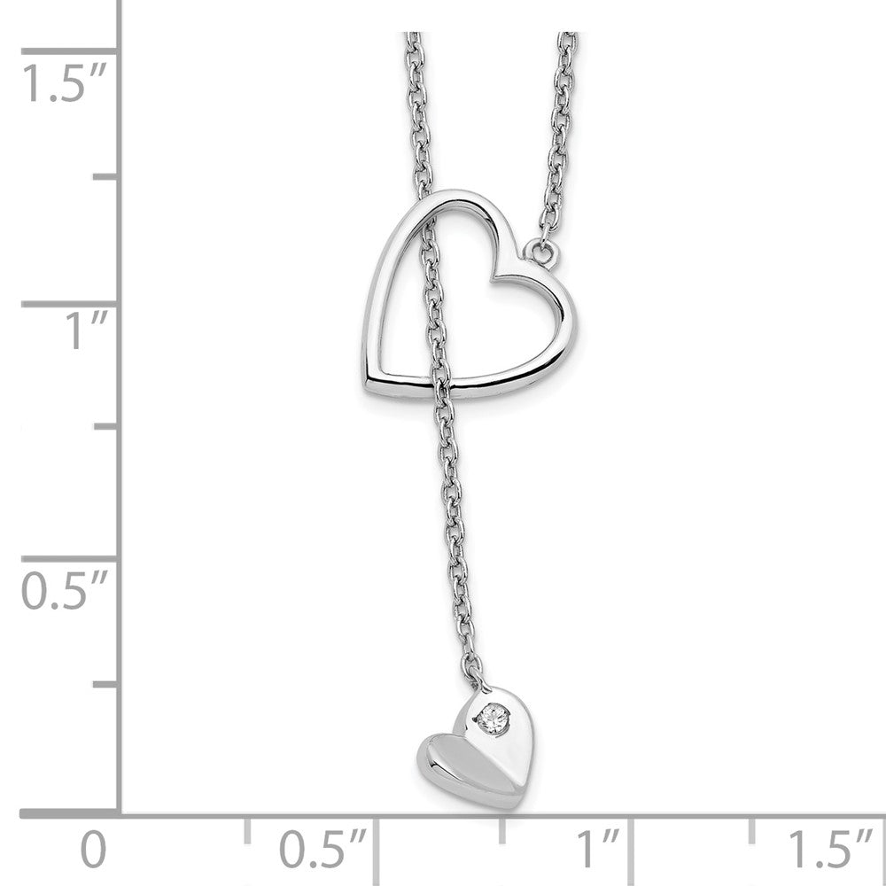 Sterlingsilber Weiß Eis Rhodiniert 18 Zoll Diamant Herz Halskette