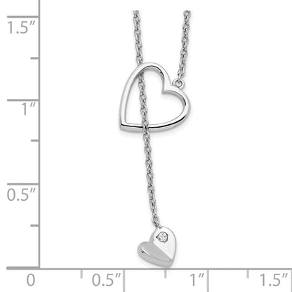 Sterlingsilber Weiß Eis Rhodiniert 18 Zoll Diamant Herz Halskette