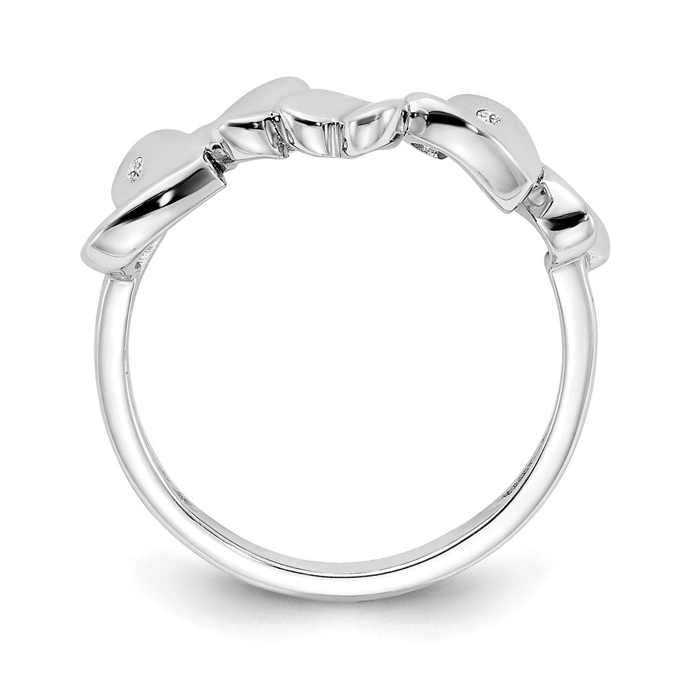 Sterlingsilber Weiß Eis Rhodiniert Diamant Herzen Ring